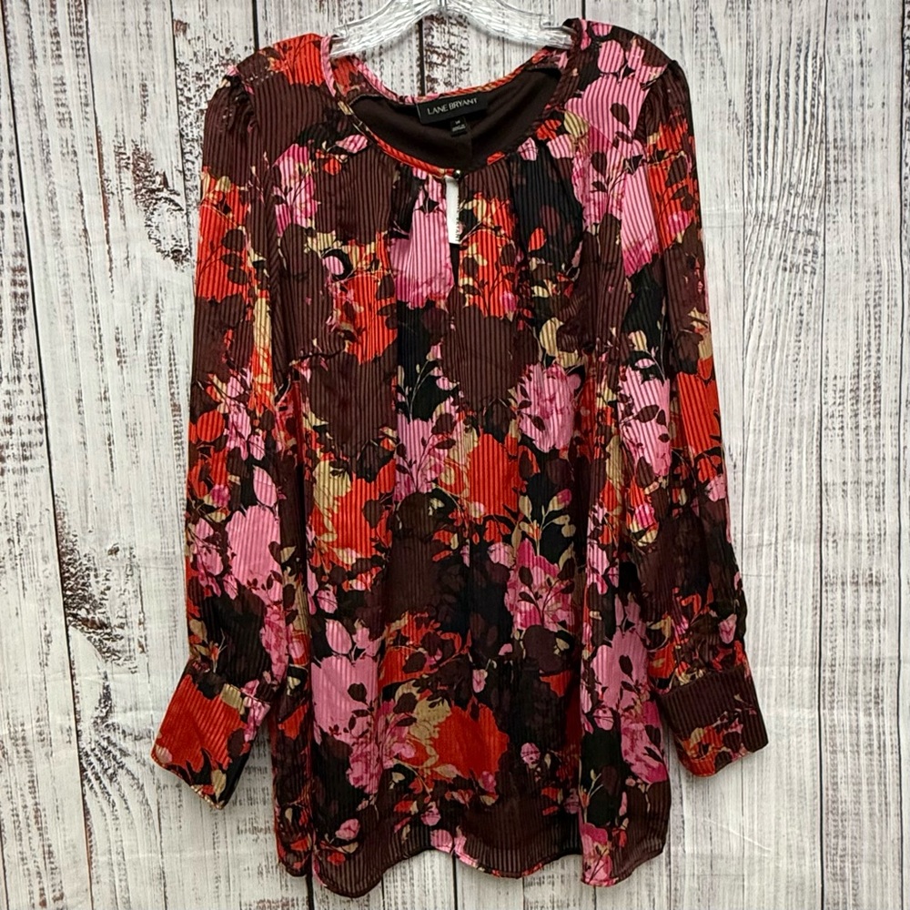 NWT Lane Bryant Floral Top - Red and Pink